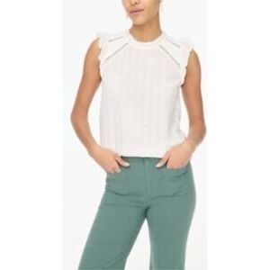 J.‎ Crew White Eyelet Ruffle Sleeve Top Blouse Women's Size L NWT $80